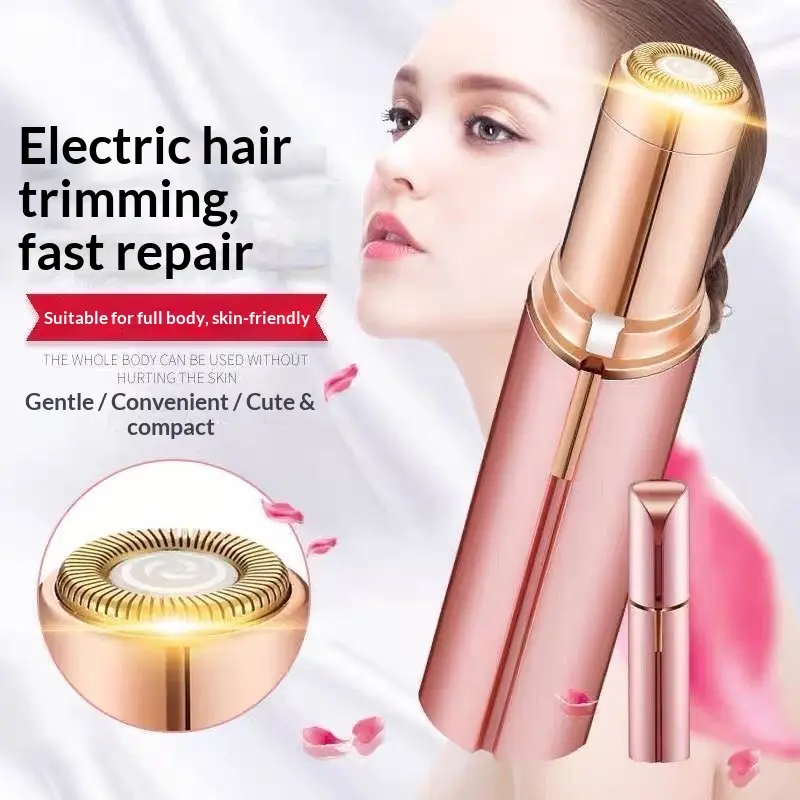 Women's Lipstick-Shape Electric Hair Remover - Portable 1-Piece Multi-Blade Head Shaver for Gentle Skin, Full Body, Face, Underarms