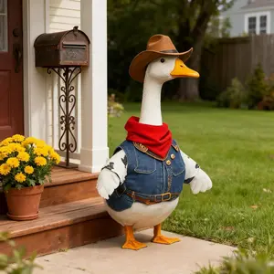 Porch Goose, Bazaar Denim Style Goose Costume Jacket, Western Theme Decorative Clothing, Outdoor Porch & Home Decoration, Garden Accessories (no Goose)