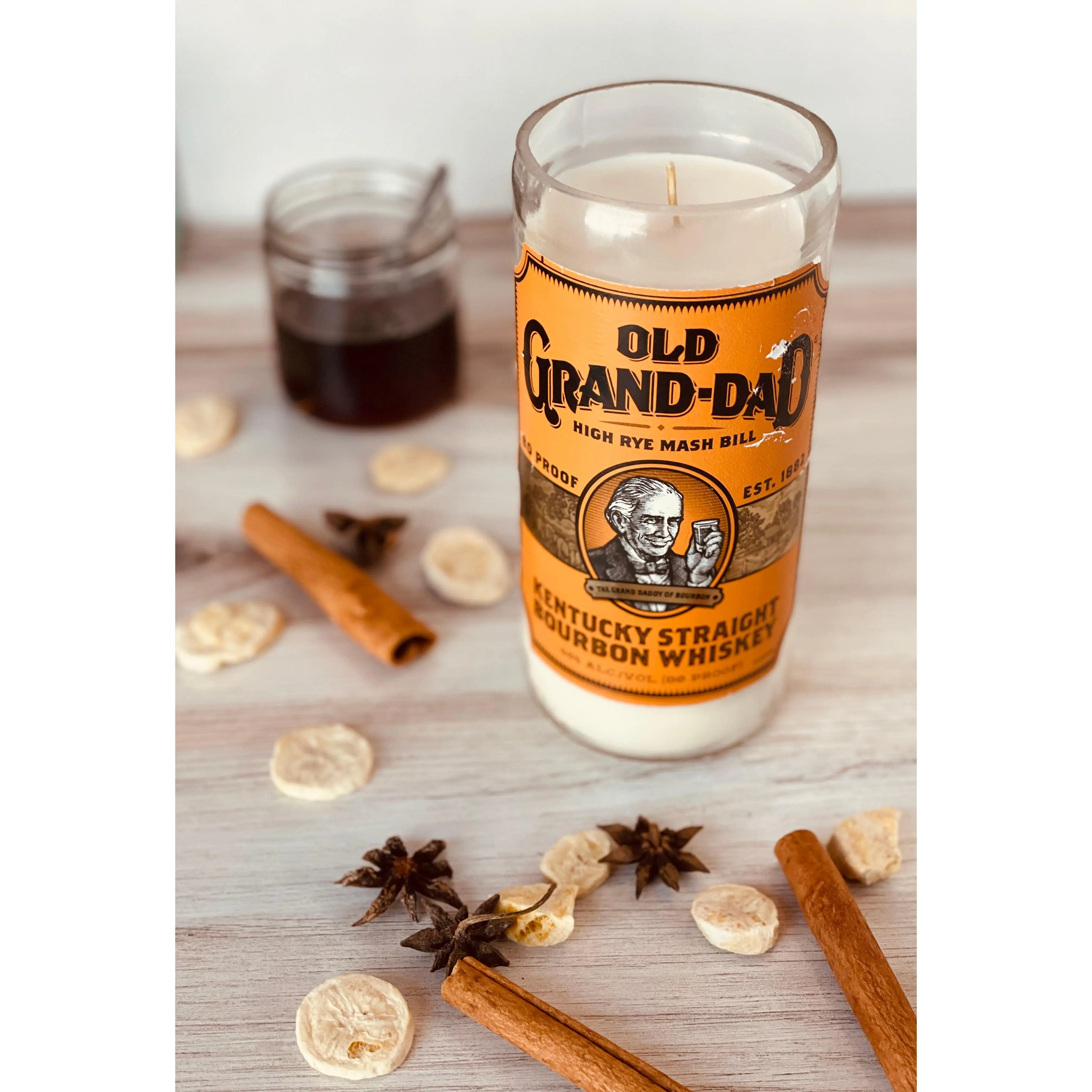 Bourbon Whiskey candle - Old Grand Dad (80 proof) Bottle - old fashioned scent - soy wax - Liquor Bottle Candle