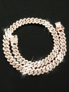 Rhinestone Decorated Cuban Link Necklace, Fashion Jewelry for Party, Daily Clothing Decor, Trendy All-match & Exquisite Jewelry for Birthday Gift, Cuban Link Chain