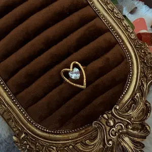 Double Heart Hollow Diamond Ring