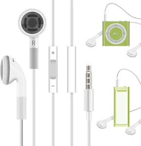 3.5mm Earphone Earbuds Headphones with Remote for Shuffle 2  6, Touch 2G 3G 4G 5G Classic nano6 - White