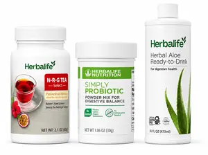 Herbalife Daily Wellness Bundle, N-R-G Tea Select 2.1 oz + Simply Probiotic 1.06 oz + Herbal Aloe Ready-To-Drink 16 fl oz