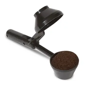 Coffee Scoop and Funnel for Reusable K Cup Refillable Pods, Measuring Spoon for Ground Coffee, Protein Powder & Tea, （Black）