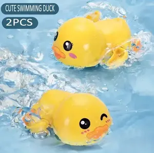 2PCS Wind-Up Bath Toys, Cute Swimming Duck Bathtub Toys, 1-year-old Infant Bath Toys, Boys' And Girls' Water Bath Toy Sets Baby Playful Motor Skills Safe