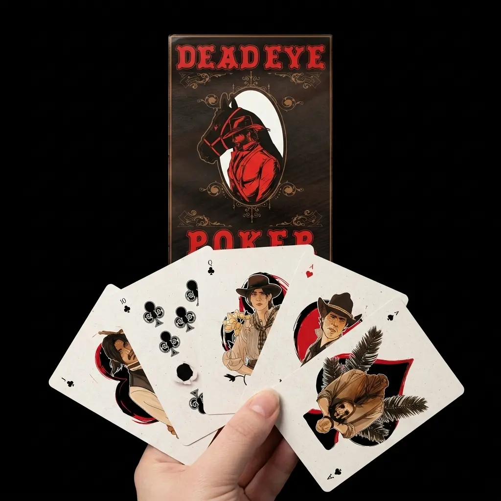 Red Dead Playing Card Deck, Illustrated Cowboy Art, Gift for RDR2 Fans & Gamers