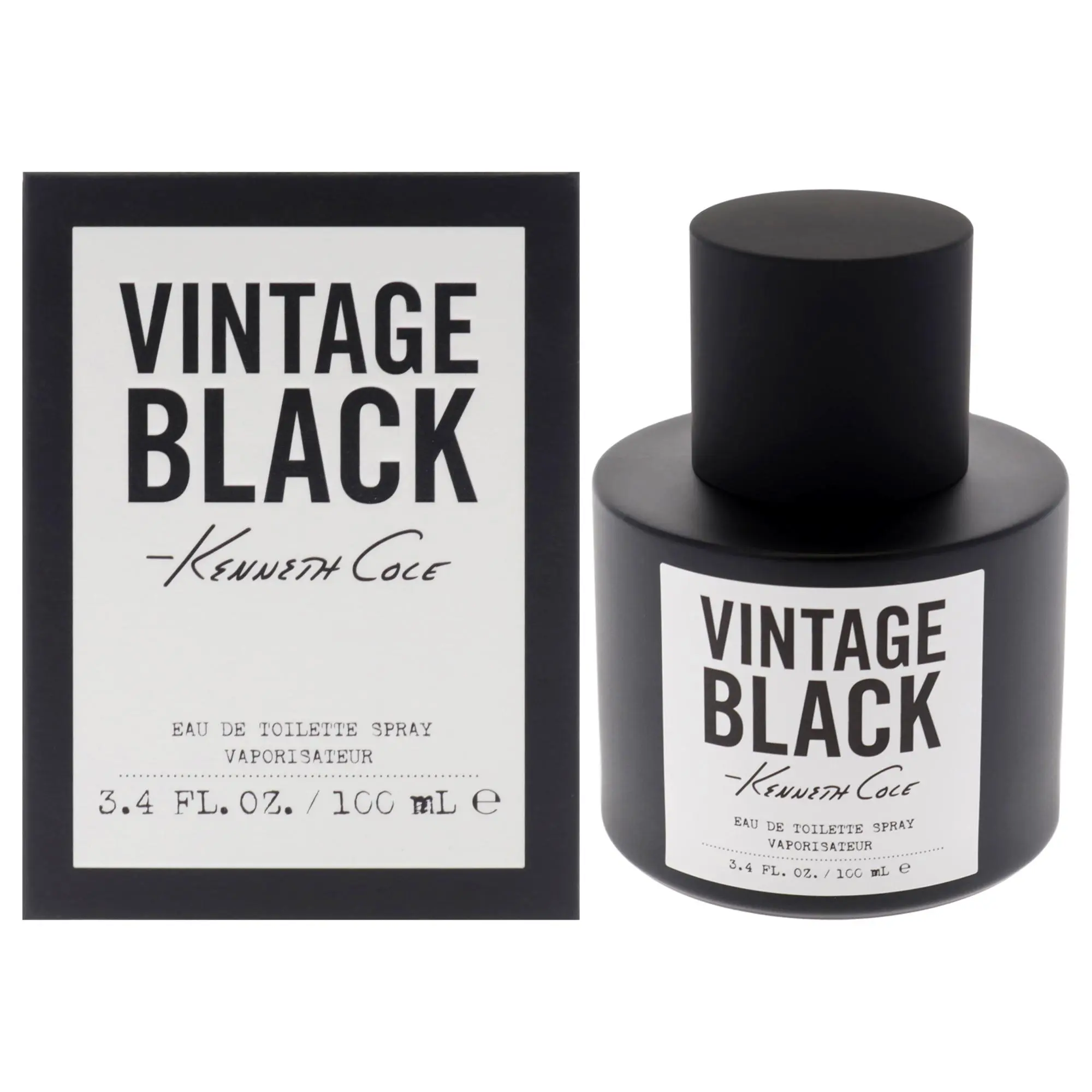 Kenneth Cole Vintage Black Eau de Toilette for Men, Fresh Minimalist Scent, 3.4 oz / 100ml Spray, 3 to 3.9 fl oz Size, Bold Name