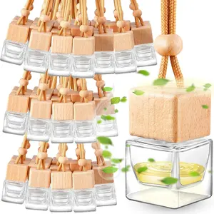 Domensi 150 Pcs Car Air Freshener Hanging Car Diffuser Bottles Empty Glass Perfume Bottles Refillable Air Freshener Pendant Aromatherapy Fragrance Vials Ornament Decor