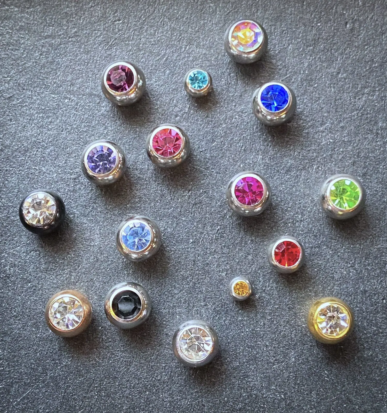 Body Jewelry Replacement Parts - 10pk 316L Surgical Steel Threaded CZ Gem Balls
