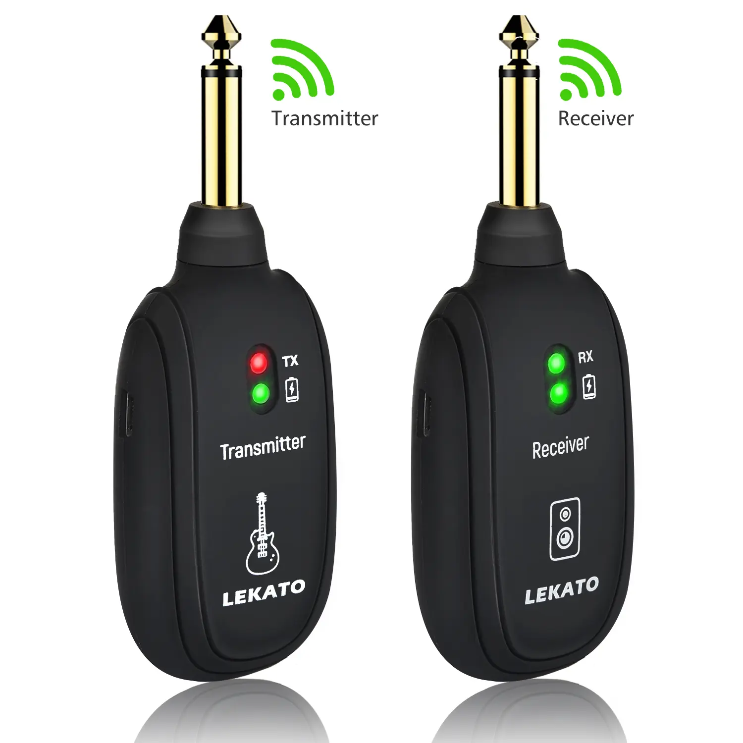 LEKATO A8 Wireless Guitar System Set,Built-in Rechargeable 4 Channels, Wireless Guitar Transmitter Receiver Kit, Easy to Use for Electric Guitar Bass Keyboard Drum Violin Saxophone Beginner,Muisc Lover Game Player Education Song Maker Gift