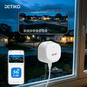 DETIKO 2K Window Camera, Dual-Band 2.4GHz/5GHz WiFi Indoor Camera for Home Security, Full Color Night Vision, Person & Motion Detection, Quick & Easy Install, 24/7 Recording