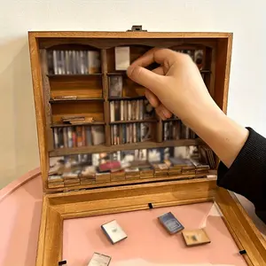 Bookshelf with Books Anxiety Bookshelf Tiny Miniature Library Display Cabinet with Mini Books | Stress Relief and Creativity Decor - Mini Book Matchbox Shelf for Anxiety Relief