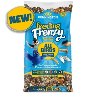Feeding Frenzy Wild Bird Seed Mix 10 lb – High Protein Bird Food for Cardinals, Woodpeckers & Year-Round Feeding