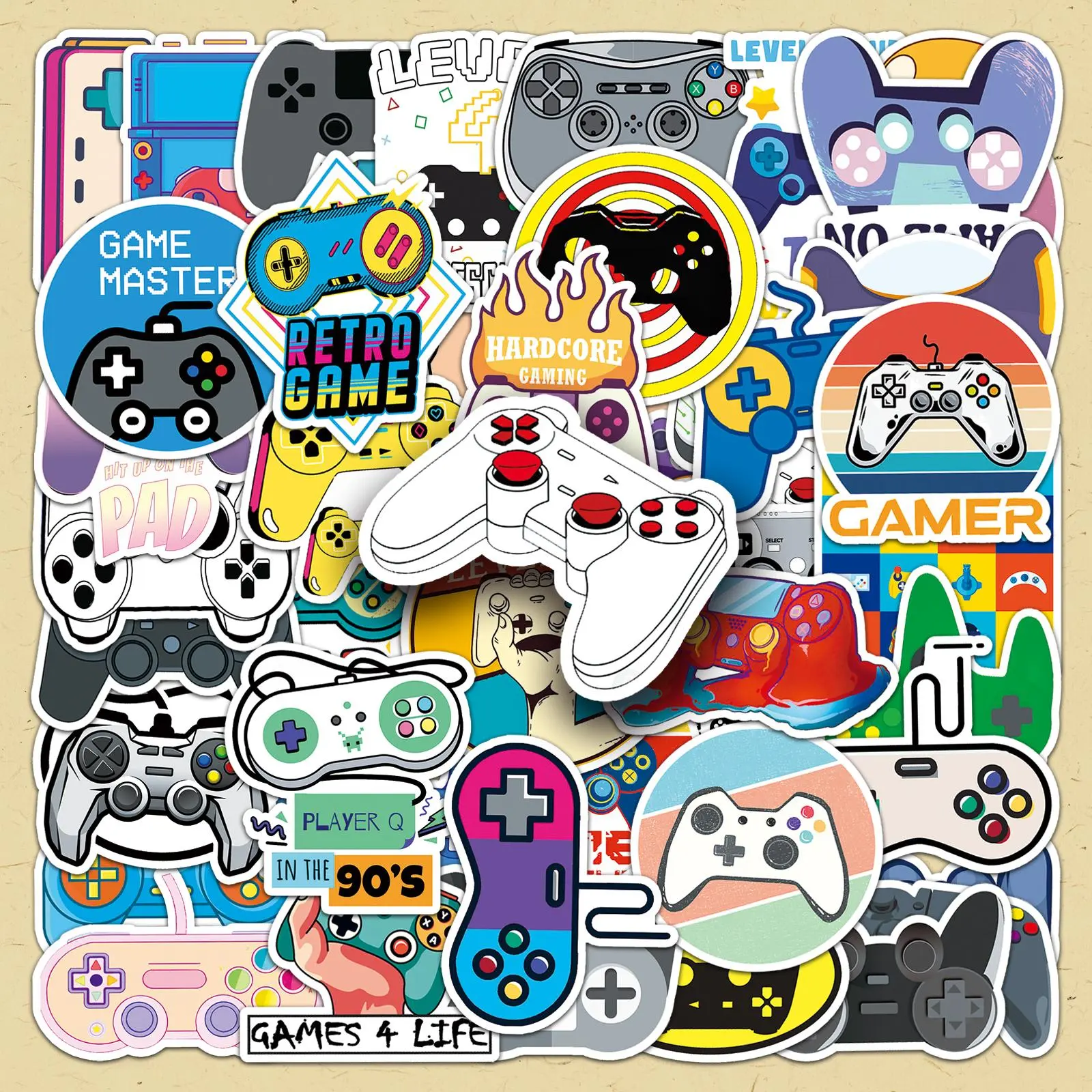 Game Controller Pattern Sticker, 50pcs/set Creative DIY Decorative Sticker, DIY Decals for Water Bottle, Laptop, Smartphone, Phone Case, Cellphone, Scrapbooking, Journal Making, Accessories