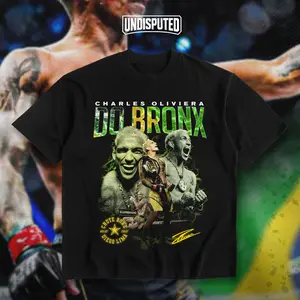 UNDISPUTED Charles Oliveira Do Bronx UFC Heavy Cotton T-shirt MMA Fight Night Shirt Fan Apparel Pump Cover Casual Street Style Short Sleeve Crew Neck Medium Length Direct-to-garment