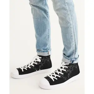 Marble Black Men's Hightop Canvas Shoe