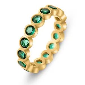 Emerald Ring Gift for Women - 18k Gold Plated with Green Stones - Elegant and Stylish Jewelry for Her Vintage jewelry Mother's Day Gifts  5-9 Size
