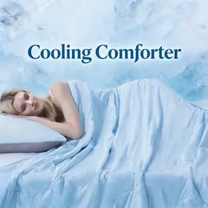 CANSUNCH Cooling Comforter Summer Cold Comforter for Hot Sleepers and Night Sweats, Summervibes Blue Summer Cooling Blanket for Queen King Size Bed, Breathable Soft Lightweight, Ideal for Bed, Couch, Travel, All Seasons blankets