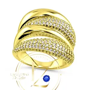 COD1006  Multi Strand Crisscross Ring Micro Pave Cubic Zirconia for Women