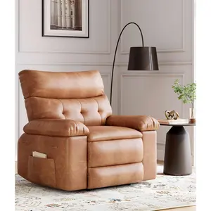 Oversized Recliner Chair - PU Leather Manual Recliner - 1.5X Sponge Filling Comfortable Lazy Chair for Relaxation