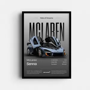 Retro Supercar Wall Art – Inspired by McLaren Senna, Bold Automotive Poster Gift for Him, Garage or Office Decor