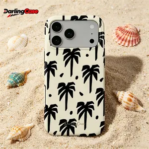 DarlingCase Boho Tropical Palm Tree Phone Case, Slim Drop-Resistant Protective Cover with Minimalist Black Palm Design, Durable Case for Daily Use
