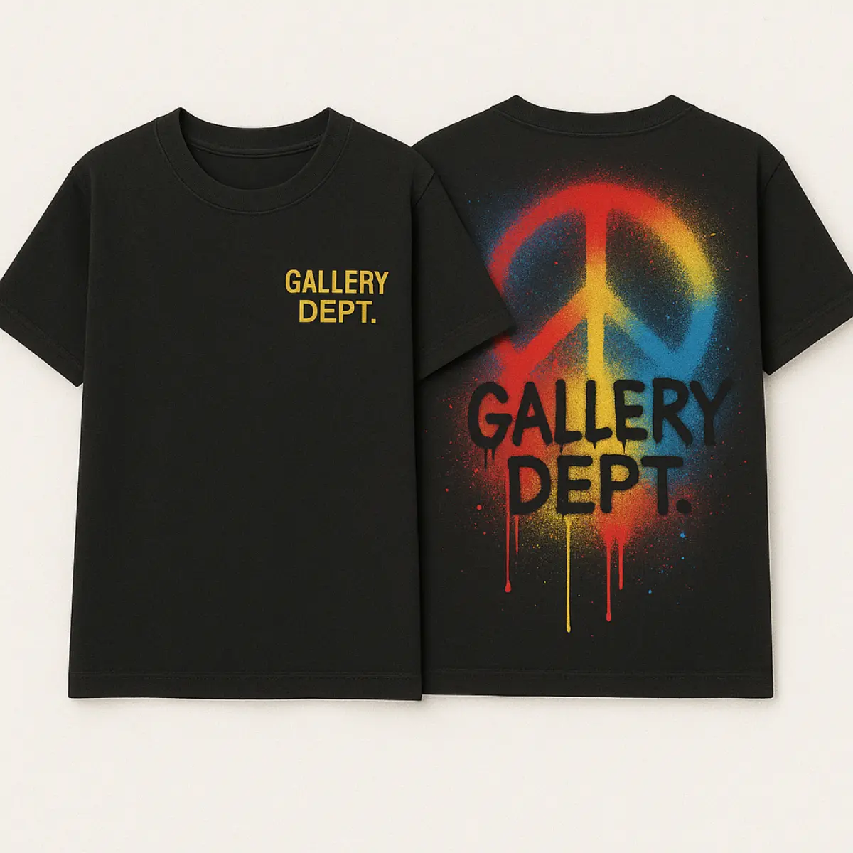 Gallery Dept. Minimalist Inverted Graphic T-Shirt, Modern Streetwear Cotton Tee, Front & Back Print Unisex Casual Short Sleeve Shirt