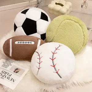 35cm Fun Sports Plush Doll Soft Stuffed Animal, Football Basketball Baseball Tennis Volleyball Rugby, Hugging Round Sofa Pillow, Cute Holiday Gift for Girlfriend