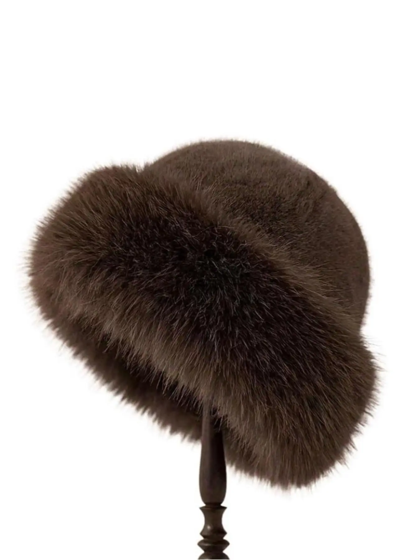 Women's Winter Fox Fur Knitted Hat, Knitting Warm Hat, Thick Warm Knit Ear Protection Cap, Hand Washable, Perfect Holiday Gift, Elegant Faux Leather Design