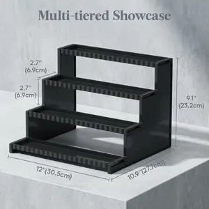 12 Inch Clear Display Stand with Decorative Fences for Cologne, Fragrance, Figures, Cupcakes & Perfumes - Versatile Storage for Vanity Bathroom Organizer Shelf