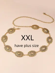 Oversize Plus Size Western Belt, Boho Chain Print, Eco-Friendly Material, Xxl, Perfect for Beach, Party, Holiday, New Year, Western Buckle Belt, Western Style Belt