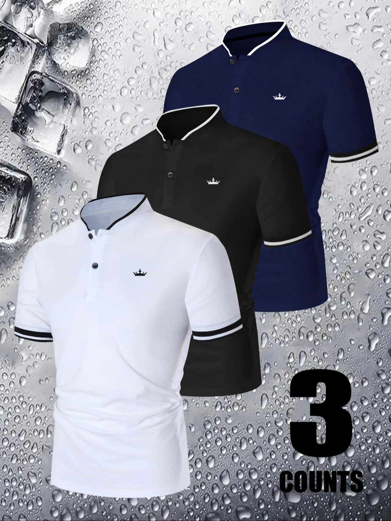 Men's Regular Fit Striped & Letter Print Polo Shirt, Golf Polo Shirts, Golf Shirt, Golfing Shirt, Golf Tournament Shirt, Casual Short Sleeve Collared Top for Summer, Fashion Men's Clothes for Daily Wear, Tropical