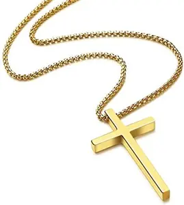 Fashion Cross Necklace for Men Stainless Steel Cross Pendant Necklaces for Men Pendant Chain Chain Golden Silver Black Cross Necklace Gifts