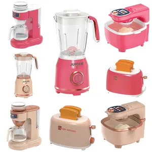 Kitchen Toy Set, Includes Coffee Maker Blender Fruit Machine Toaster, Realistic Lights Sounds, Learning Gift for Kids Boys Girls