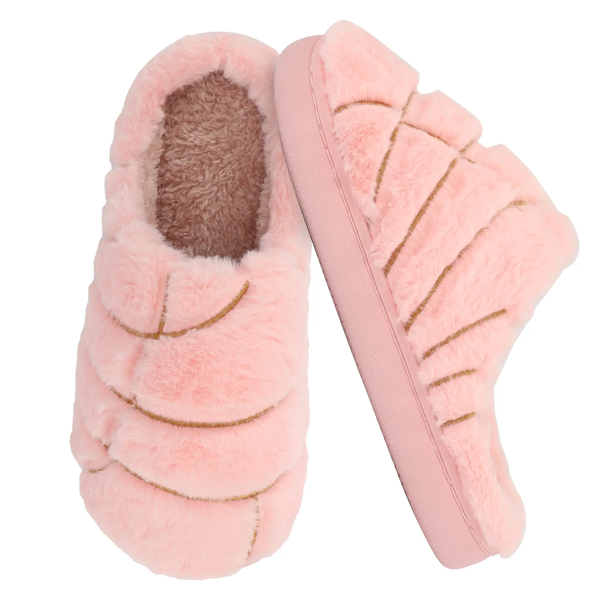 Women's Fuzzy Scuff Slippers Soft Comfy Memory Foam Non-slip Indoor House Shoes
