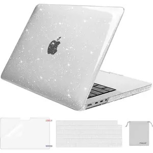 MOSISO Compatible with MacBook Pro 14 inch Case 2025-2021 M5 M4 M3 M2 M1 A3434 A3112 A3185 A3401 A2918 A2992 A2779 A2442, Sparkly Glitter Hard Shell&Keyboard Cover&Screen Film&Storage Bag