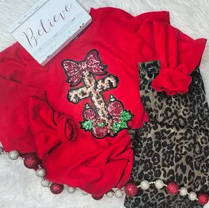 Leopard Christmas Cross Sequin Patch