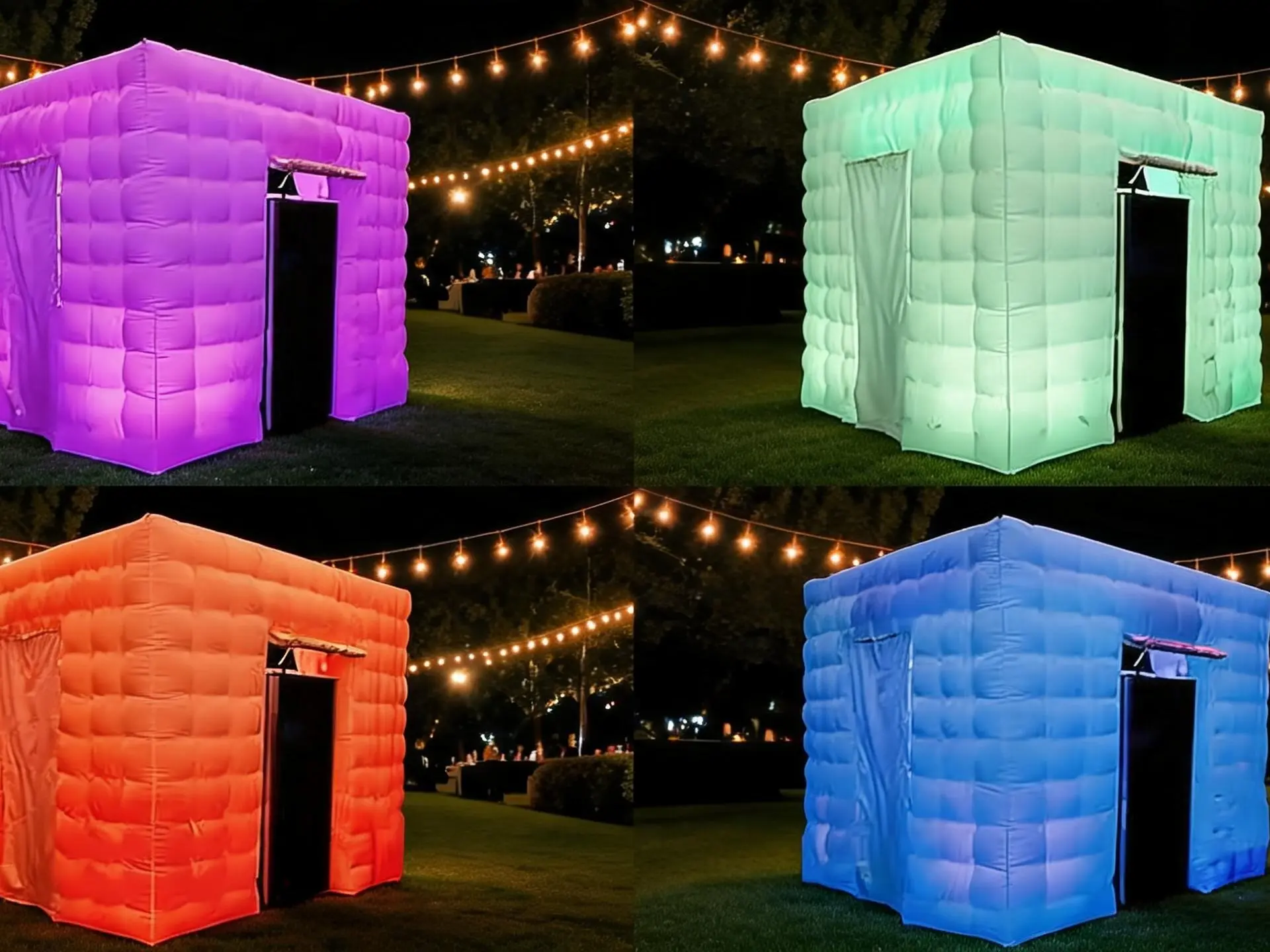 LED Inflatable Photo Booth nflatable Photo Booth Enclosure (Black, Two Doors, 8.2x8.2x8.2ft) Portable Inflatable LED Photobooth with Inner Air Blower Great for Parties Weddings Anniversary Parties