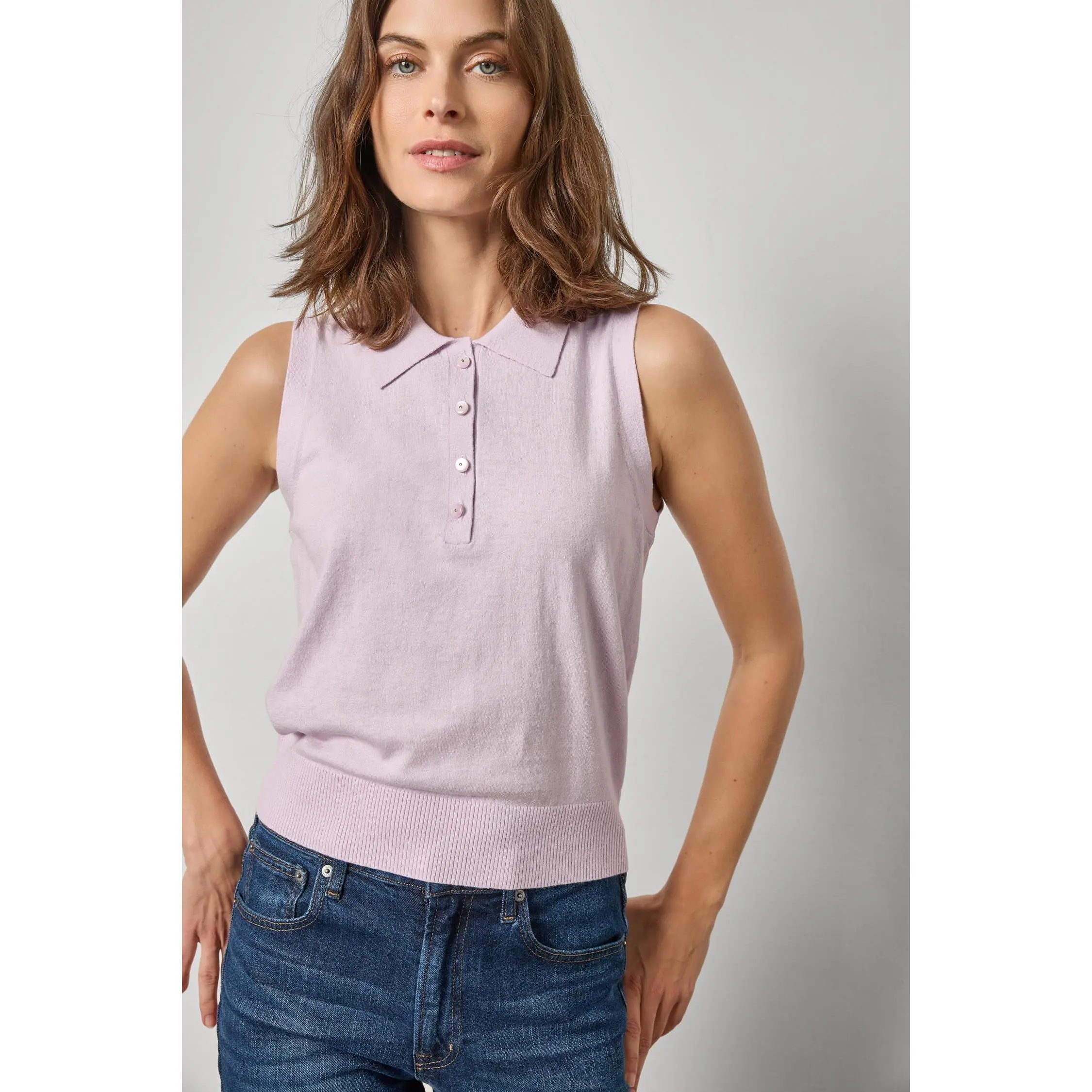 Sleeveless Polo Sweater