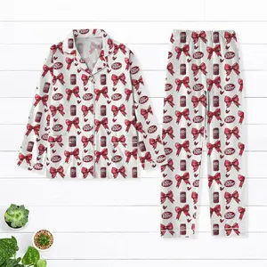 Dr Pepper Valentines Pajamas Set,, Coquette Bow Women Pajamas, Soda Lover Pajamas Pants, Matching Pajamas Set, Dr Pepper Merch