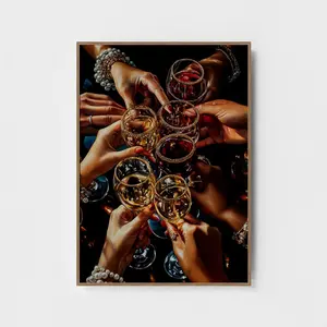 Unframed, Room Decor, Champagne Toast Wall Art – Printable Wine Celebration Poster – Elegant Party Decor – Glam Bar Aesthetic – Gift