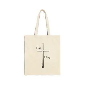 I Got A Guy Cross Design Tote Bag, Christian Cross, Minimalist Faith Print