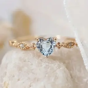 Heart Ring with Synthetic Zircon for Women Promise Ring, engagement rings women Perfect Gift for Daily Wear Jewelry Cubic Zirconia Solitaire promise ring gf