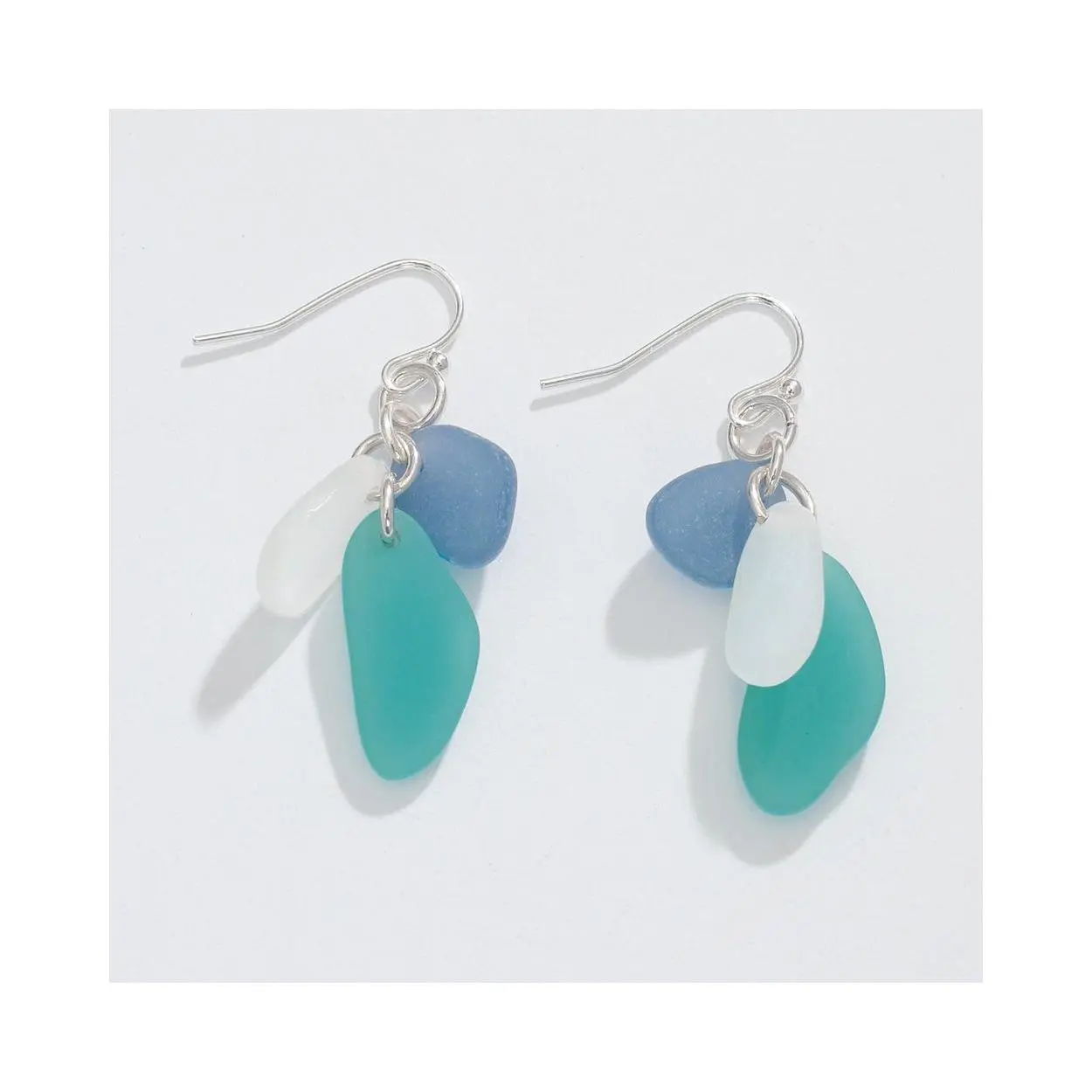 Blue + Mint Sea Glass - Earrings