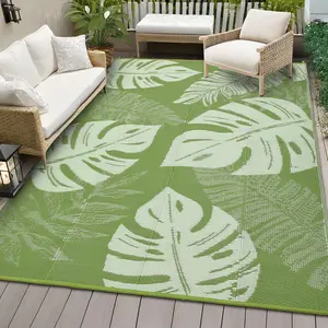 Outdoor Patio Rug 8x10 Waterproof Plastic Straw Rug Reversible UV Resistant Camping Mat, Foldable Lightweight RV Picnic Mat with Portable Bag, Modern Outdoor Carpet for Yard, Sage Green
