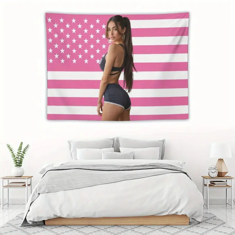 Madison Beer Flag Wall Hanging, Tapestry Murals, Wall Stickers, Very Suitable for Living Room and Bedroom, Bedroom Wall Decoration, Dormitory Decoration, (Independence Day)