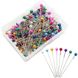 250Pcs Sewing Pins with Plastic Pearl Head Pins Straight Quilting Pin 38mm Multicolor Ball Heads Pins with Hanging Plastic Contain Box for DIY Sewing Craft Dressmaker Jewelry Decoration Fabric