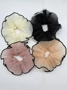 Textured Bowknot Contrast Binding Design Scrunchie (4pcs/set), Cute Trendy Hair Tie, Fashionable Hair Accessories for Women & Girls for Daily Use