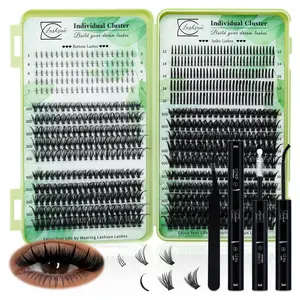 Lashsun 650PCS Individual Lashes Book Kit D Curl 6 Styles Bottom Spike 30D 50D 60D 80D Soft Comfortable Long Lasting with Bond Seal Applicator for Beginner Proficient DIY at Home Daily Makeup