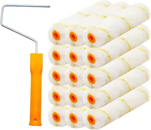 15 Pieces Paint Roller Cover with Frame Set, 6 inch Microfiber Roller Covers, Washable Covers for Roller Frame, House Painting Supplies, Naps for Paint Roller Brush for Painting Walls Ceilings